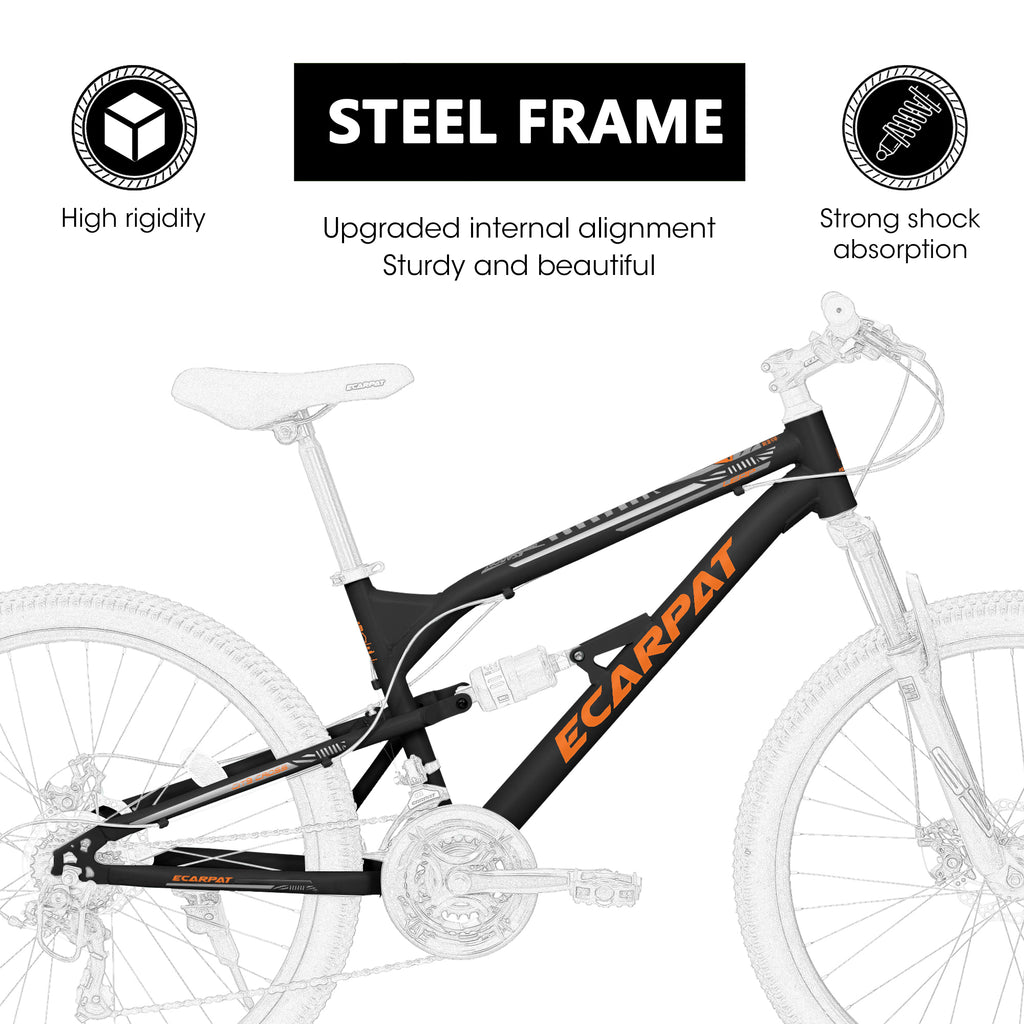 26 Inch Mountain Bike for Adult with 21 Speed Steel Frame Dual Shock Disc Brakes
