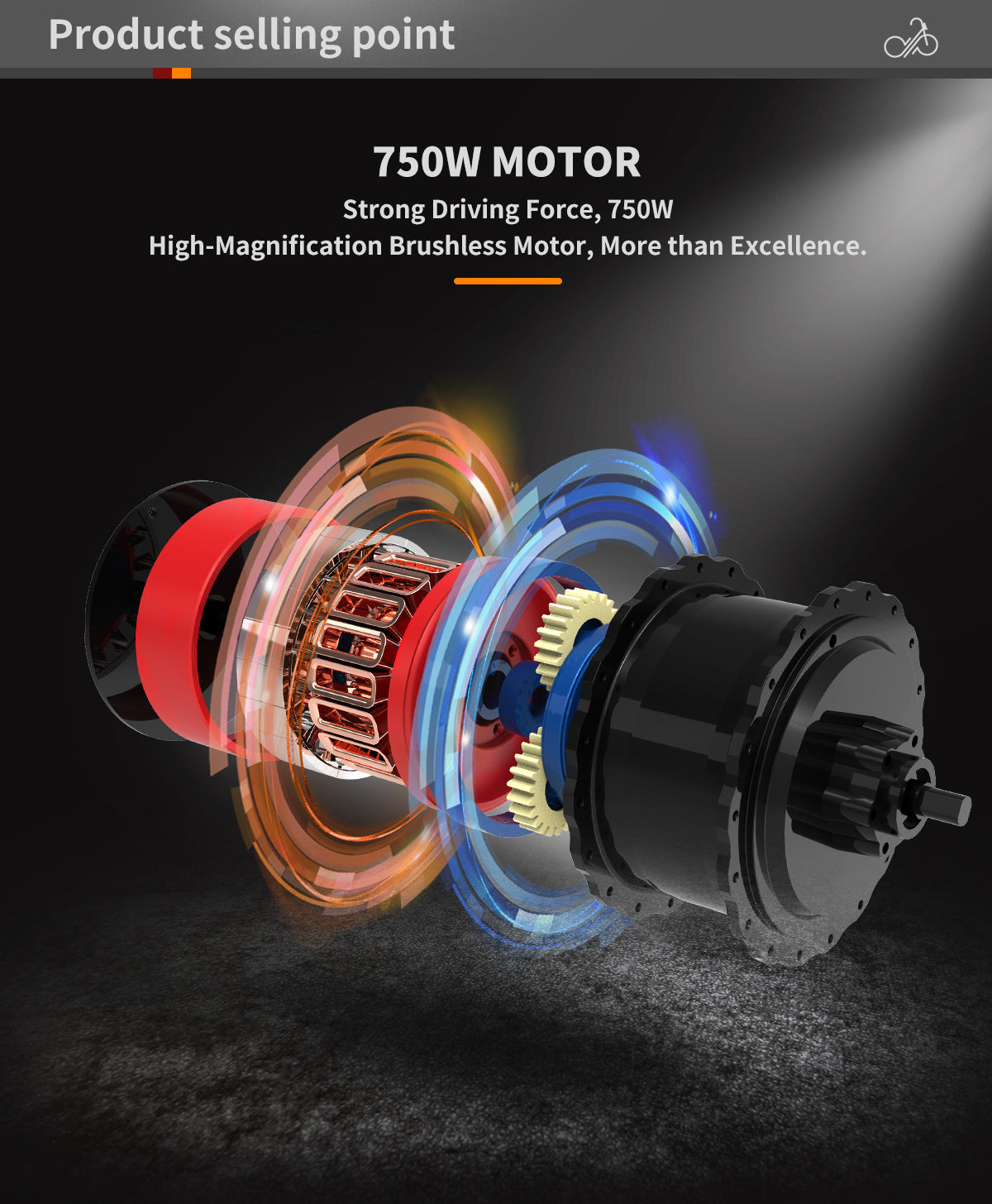 Foldable 750W Electric Bike  48V 12.5AH Extended Range Dual Disc Brakes 20 inch Tire